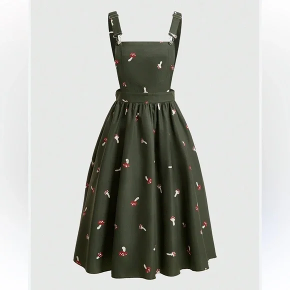 NWT Romwe Fairycore Women's Mushroom Print Overall Dress Without Shirt medium - Picture 3 of 6